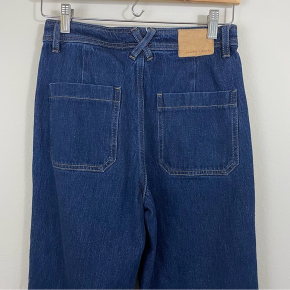 Anthropologie Seventy + Mochi Mabel Wide Leg Jean Patch Pocket Dark VTG Size 27 - Picture 10 of 15